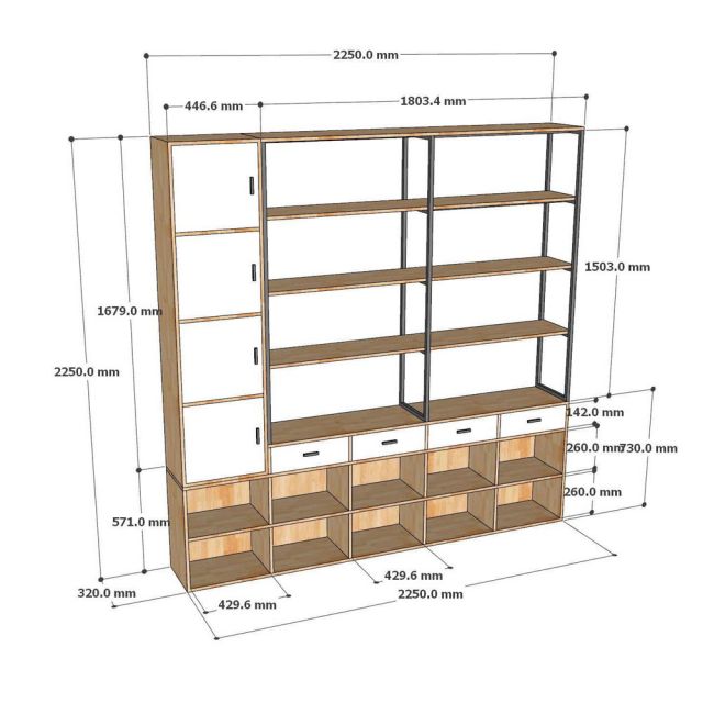 Kệ trang trí gỗ cao su 225x32x225cm gỗ cao su KTT68074