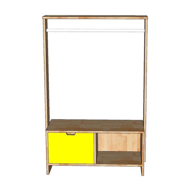 Kệ treo quần áo trẻ em 80x30x130cm gỗ cao su TREM005