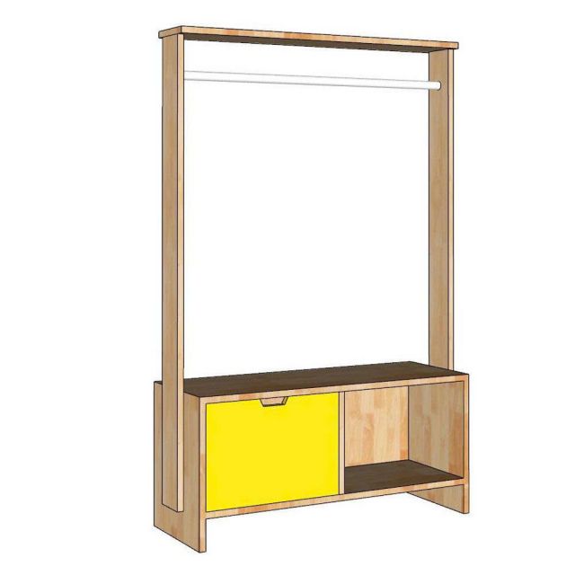 Kệ treo quần áo trẻ em 80x30x130cm gỗ cao su TREM005