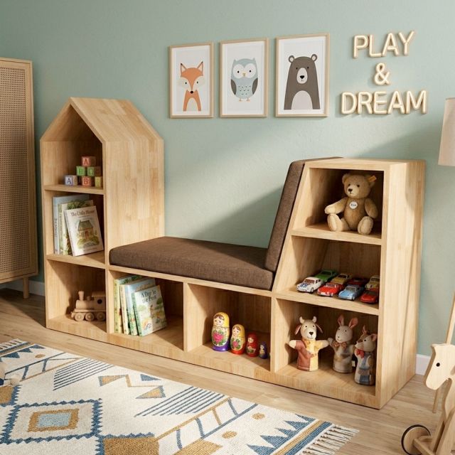 Kệ trẻ em 140x40x90cm gỗ cao su TREM016
