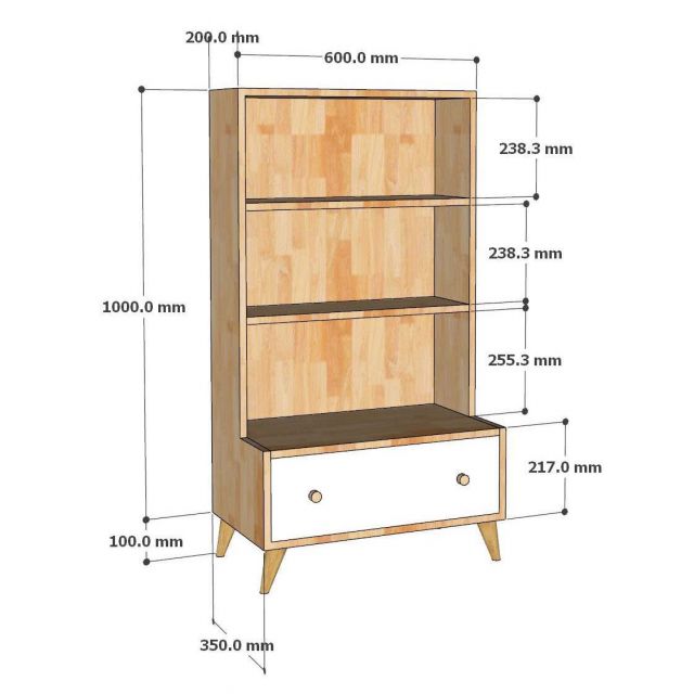 Kệ sách cho bé 60x35x110cm gỗ cao su TREM008