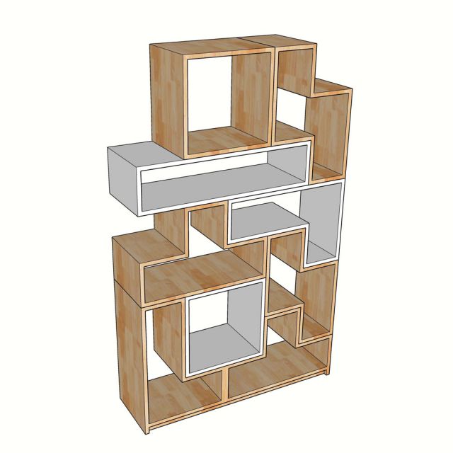 Kệ xếp hình cho bé 100x35x163cm gỗ cao su TREM018