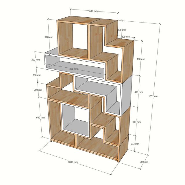 Kệ xếp hình cho bé 100x35x163cm gỗ cao su TREM018