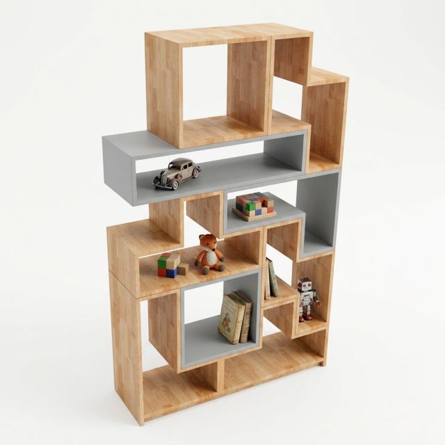 Kệ xếp hình cho bé 100x35x163cm gỗ cao su TREM018