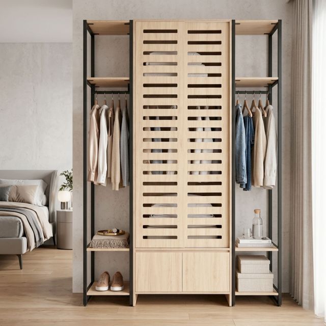 Tủ kệ quần áo 160x55x235cm gỗ plywood khung sắt TQA68093