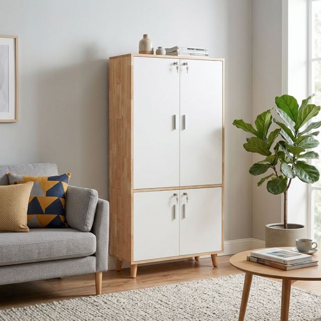 Tủ lưu trữ 80x35x157cm gỗ cao su KTB68267