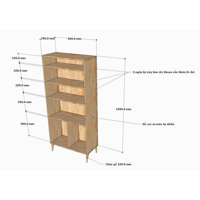 Tủ lưu trữ 80x35x157cm gỗ cao su KTB68267