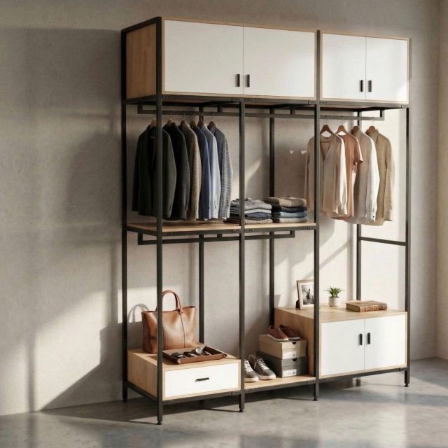 Kệ treo quần áo 200x60x250cm gỗ cao su TQA68089