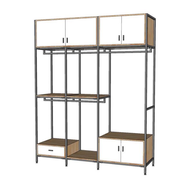 Kệ treo quần áo 200x60x250cm gỗ cao su TQA68089