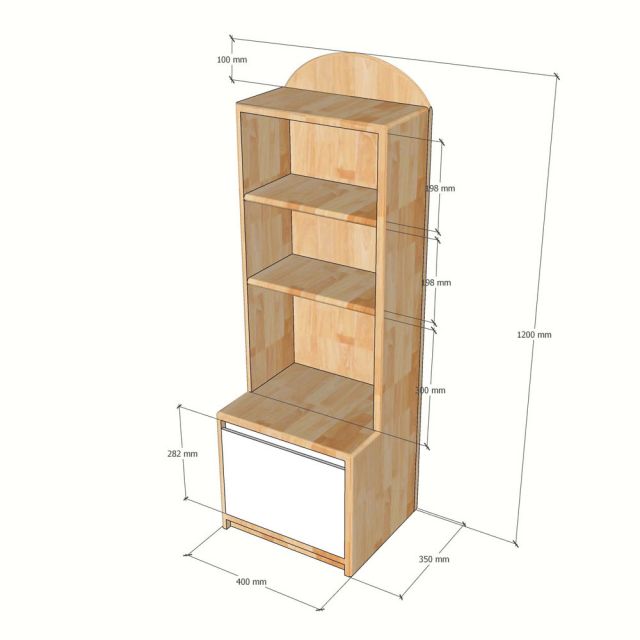 Kệ sách cho bé 40x35x120cm gỗ cao su TREM017