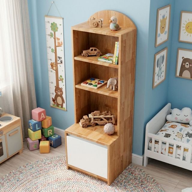 Kệ sách cho bé 40x35x120cm gỗ cao su TREM017
