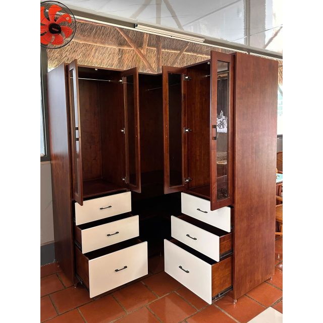 Tủ quần áo góc tường 160x60x160cm gỗ cao su TQA68091