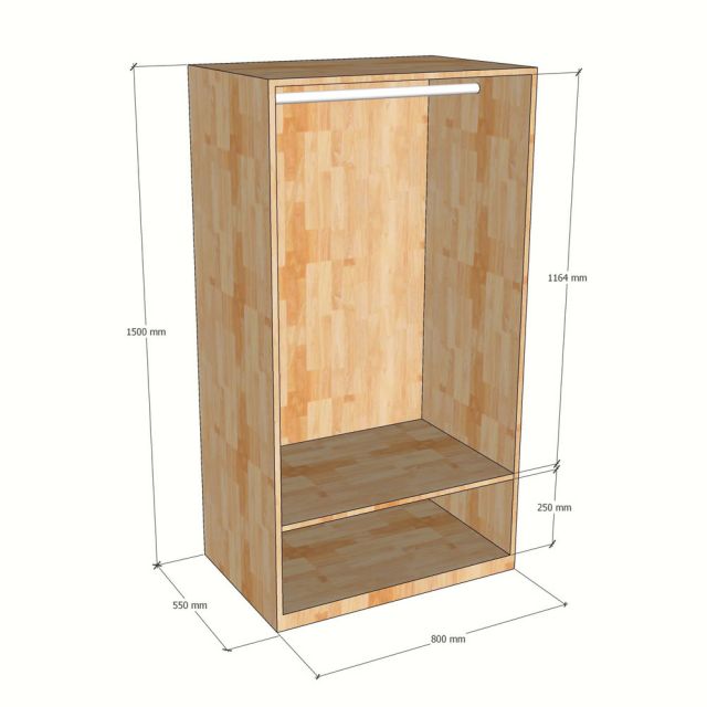 Tủ quần áo trẻ em 80x55x150cm gỗ cao su TREM004