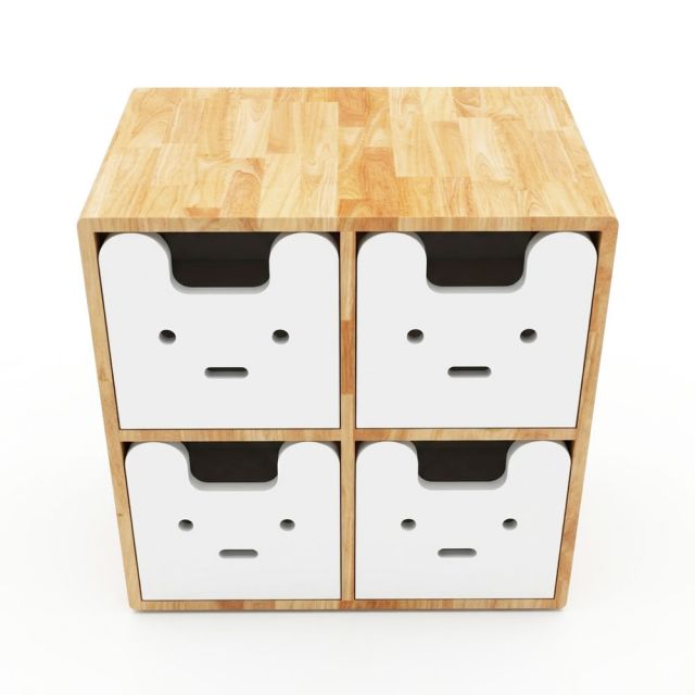 Tủ trẻ em 4 ngăn 60x40x60cm gỗ cao su TREM002