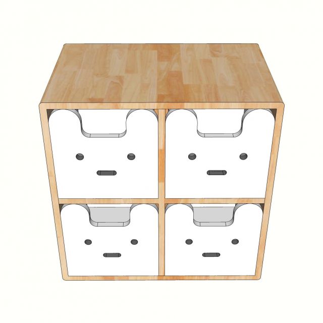 Tủ trẻ em 4 ngăn 60x40x60cm gỗ cao su TREM002