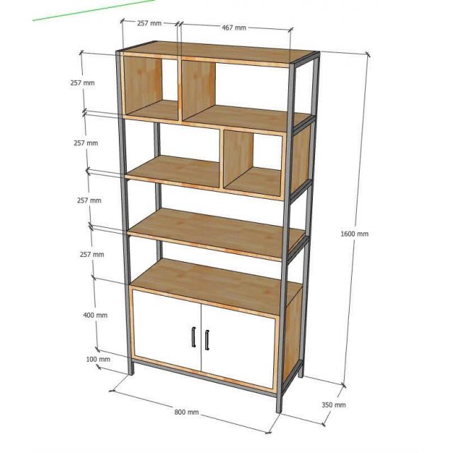 Kệ trang trí 80x35x160cm gỗ cao su KTT68048