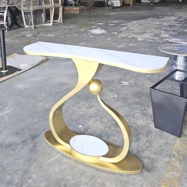 Bàn console 120x30x85cm mặt đá ceramic chân sắt CST071
