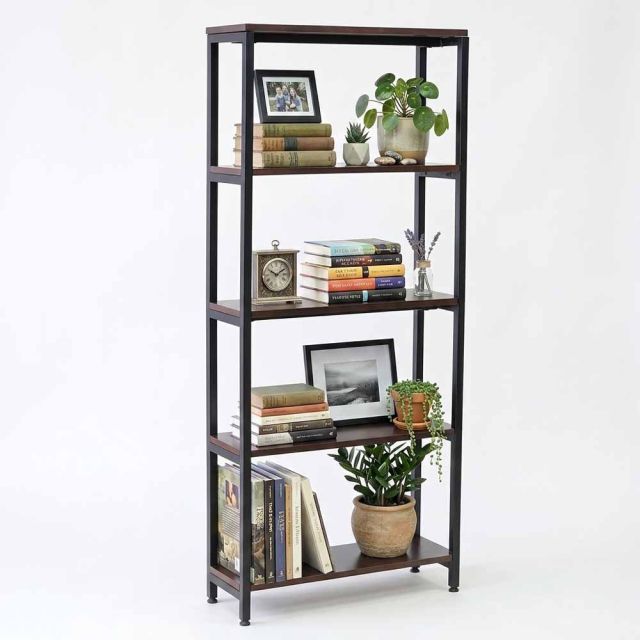Kệ trang trí phòng khách 70x25x160cm gỗ cao su khung sắt KTT68073