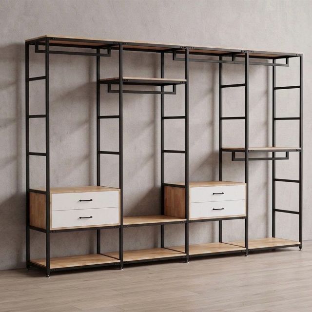 Kệ tủ treo quần áo 312x30x200cm gỗ cao su TQA68095