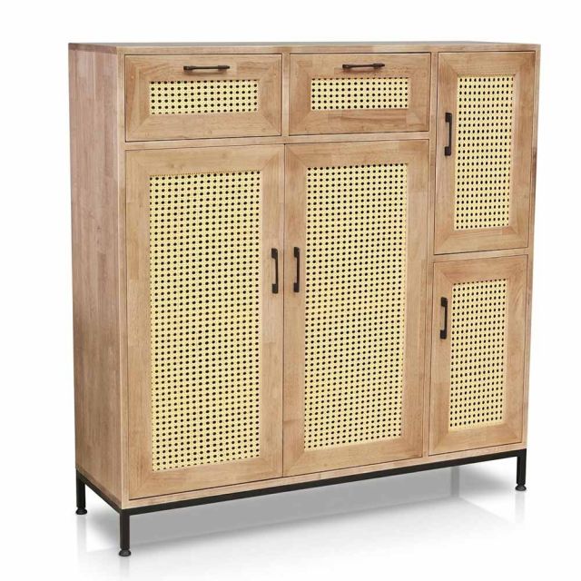 Tủ giày dép 118x35x120cm gỗ cao su khung chân sắt KG68123