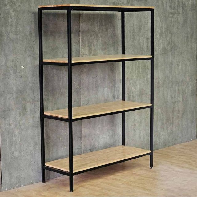 Kệ trưng bày 135x50x192cm gỗ cao su khung sắt KTT68080