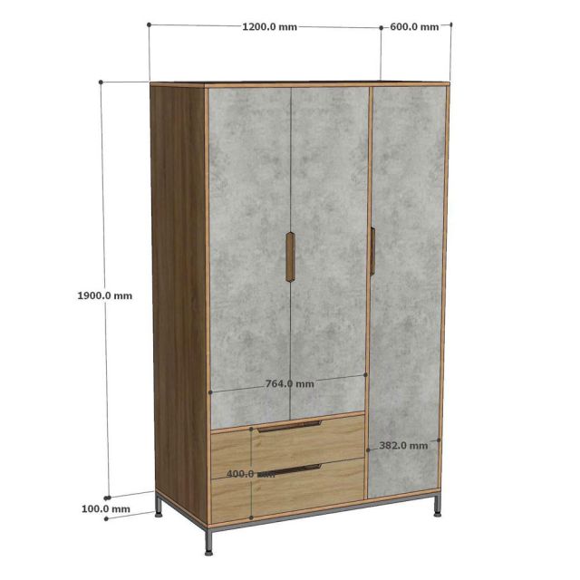 Tủ quần áo 120x60x200cm gỗ plywood TQA68097