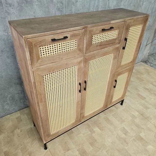 Tủ giày dép 118x35x120cm gỗ cao su khung chân sắt KG68123