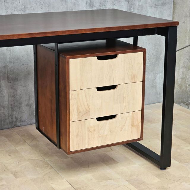 Bàn làm việc có ngăn tủ 160x60cm gỗ cao su hệ Rectang HBRT128