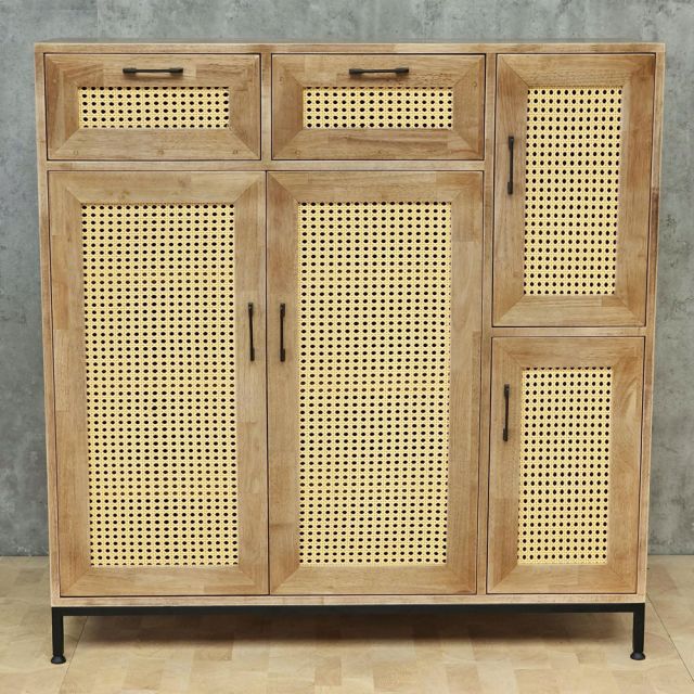 Tủ giày dép 118x35x120cm gỗ cao su khung chân sắt KG68123