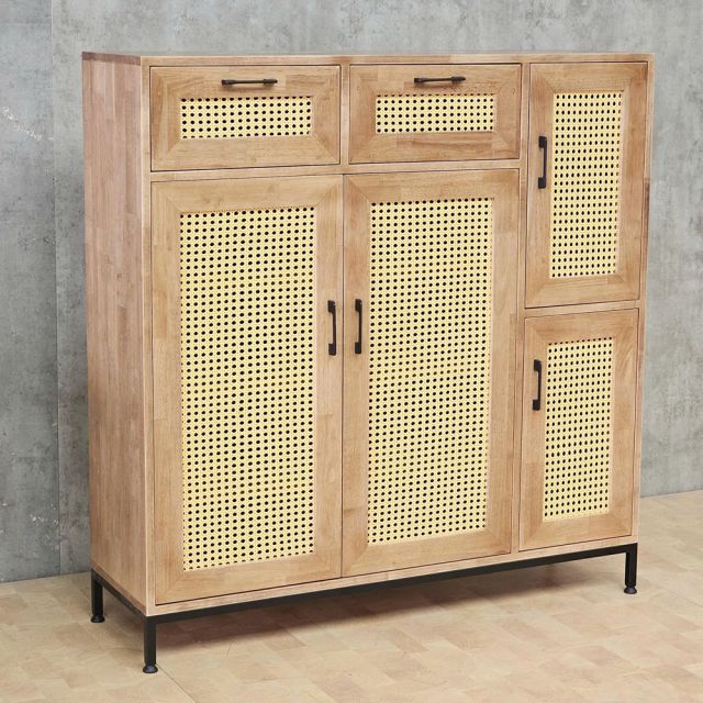 Tủ giày dép 118x35x120cm gỗ cao su khung chân sắt KG68123