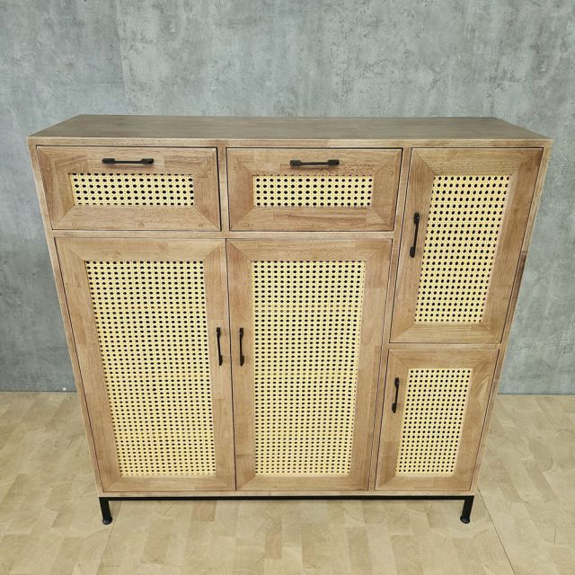 Tủ giày dép 118x35x120cm gỗ cao su khung chân sắt KG68123