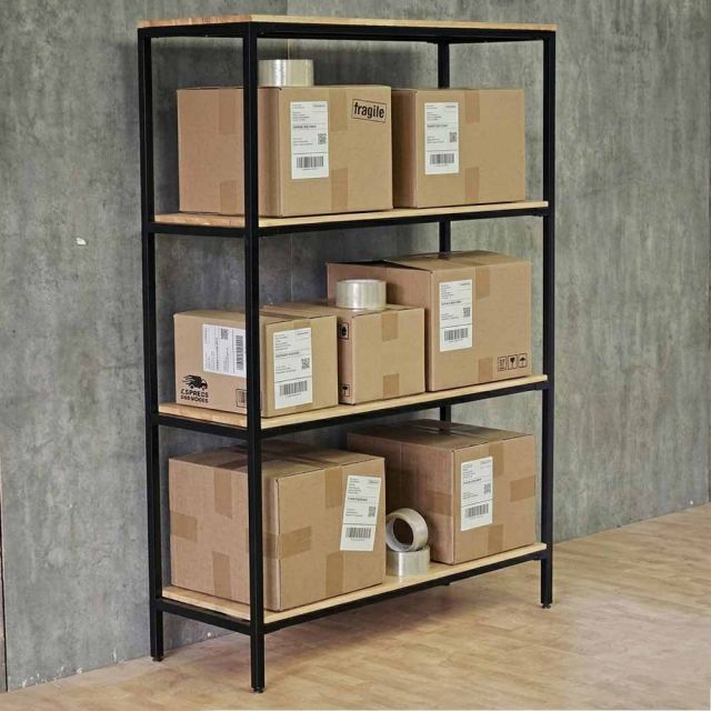 Kệ trưng bày 135x50x192cm gỗ cao su khung sắt KTT68080