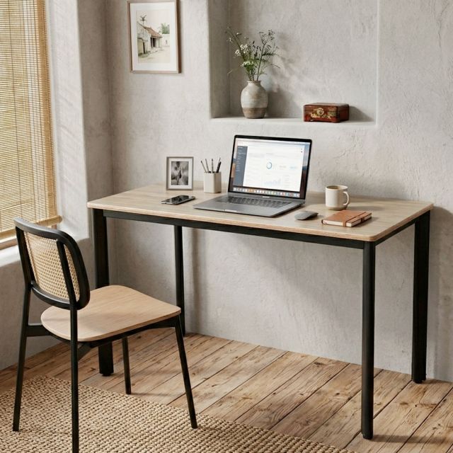 Bàn làm việc 120x60cm mặt bo cong gỗ plywood HBOV054