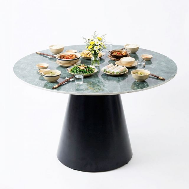 Bàn ăn tròn 120cm mặt đá chân sắt BA68313