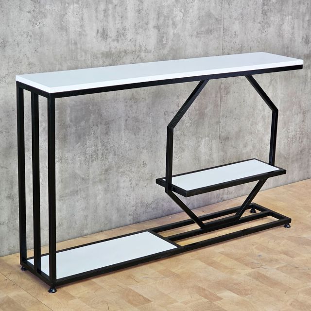 Bàn console 120x25x75cm gỗ cao su khung sắt CST116