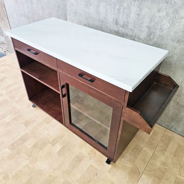 Bàn đảo bếp di động gỗ cao su KISL013