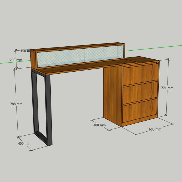 Bàn kết hợp tủ gỗ cao su BTD68085