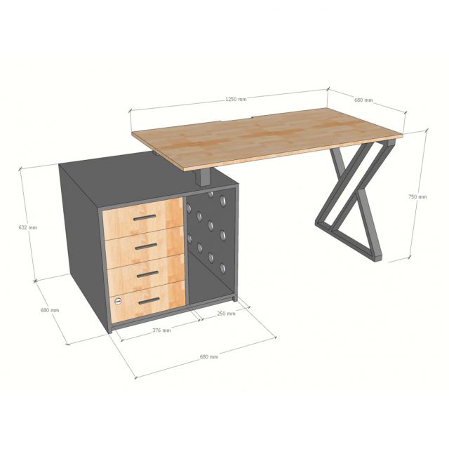 Bàn gác tủ 165x68cm gỗ cao su chân chữ X BD68189