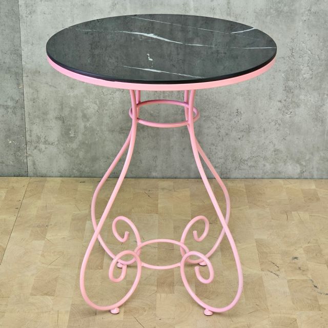 Bàn cafe tròn 60cm mặt ceramic chân sắt hoa văn CFD68132