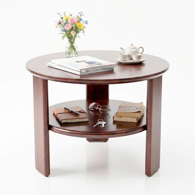 Bàn sofa tròn 2 tầng 60x60cm gỗ tràm TT68372