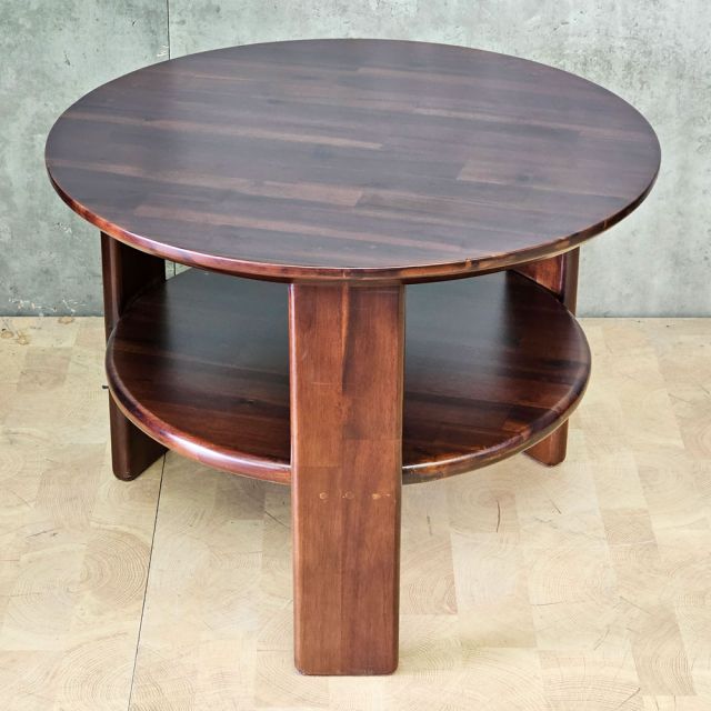 Bàn sofa tròn 2 tầng 60x60cm gỗ tràm TT68372