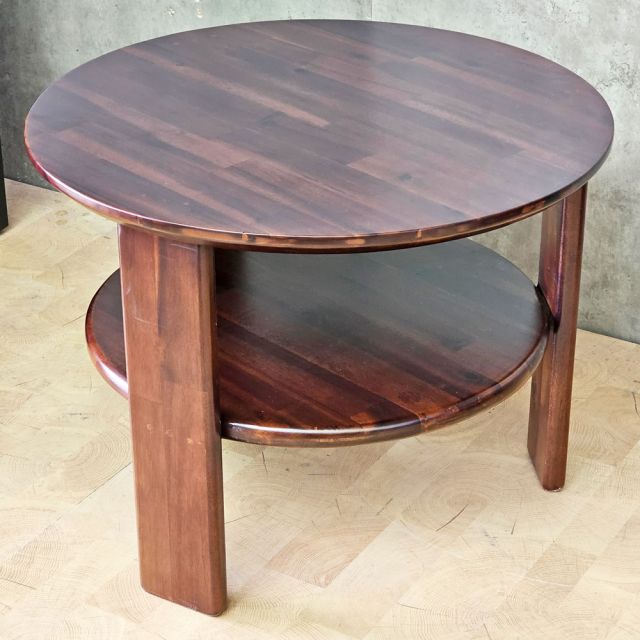 Bàn sofa tròn 2 tầng 60x60cm gỗ tràm TT68372