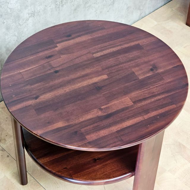 Bàn sofa tròn 2 tầng 60x60cm gỗ tràm TT68372