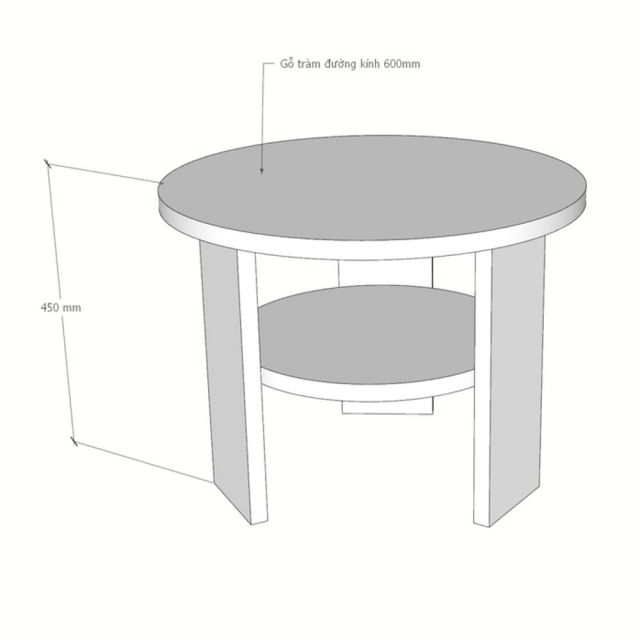 Bàn sofa tròn 2 tầng 60x60cm gỗ tràm TT68372