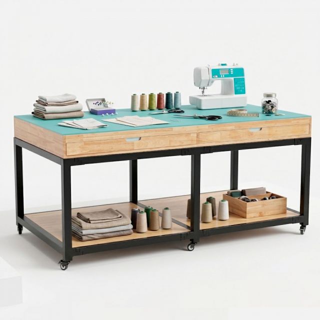 Bàn thao tác 198x105x75cm gỗ cao su WSTB007