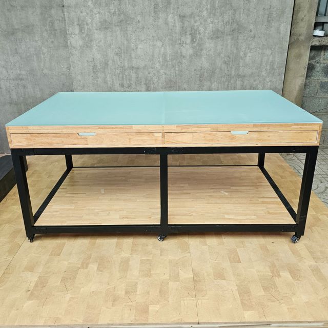 Bàn thao tác 198x105x75cm gỗ cao su WSTB007