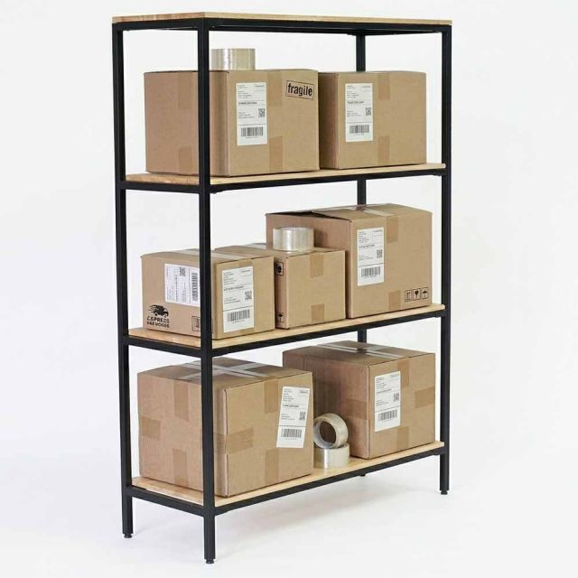 Kệ trưng bày 135x50x192cm gỗ cao su khung sắt KTT68080