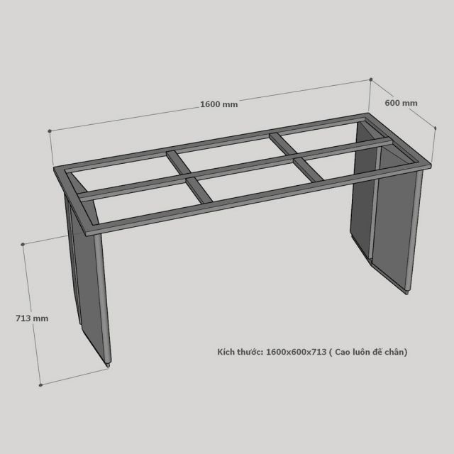 Chân bàn sắt 160x60cm sơn tĩnh điện CHB68116