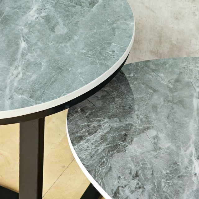 Bàn sofa đôi hình Elip mặt đá chân sắt TT68212