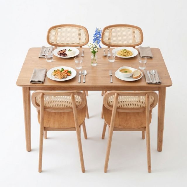Combo bàn ăn chữ nhật và 4 ghế ăn BBA232
